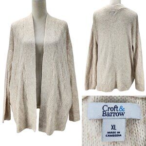 Croft & Barrow Womens XL Extra Cozy Acrylic Open Front Cardigan Sweater Pockets